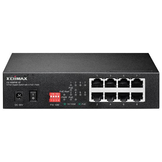 Picture of EDIMAX 8 Port 10/100 Fast Ethernet PoE+ (4 Ports) Switch.