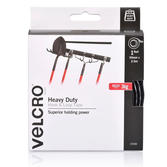 VELCRO Brand 50mm x 2.5m Adhesive Heavy Duty Hook & Loop Roll/Tape.