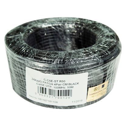 Picture of DYNAMIX 50m Cat5e Black UTP STRANDED Cable Roll 100MHz,