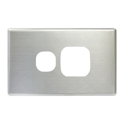 Picture of TRADESAVE Powerpoint Cover Plate Single, Silver Aluminium.