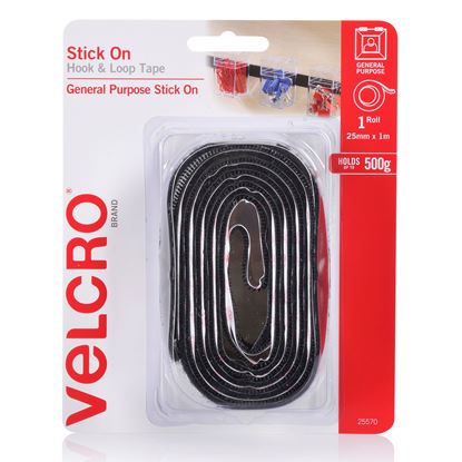 Picture of VELCRO Brand 25mm x 1m Stick On Hook & Loop Tape. Designed for