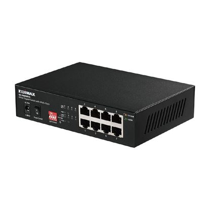 Picture of EDIMAX 8 Port Gigabit Switch with 4 PoE+ Ports and DIP Switch.