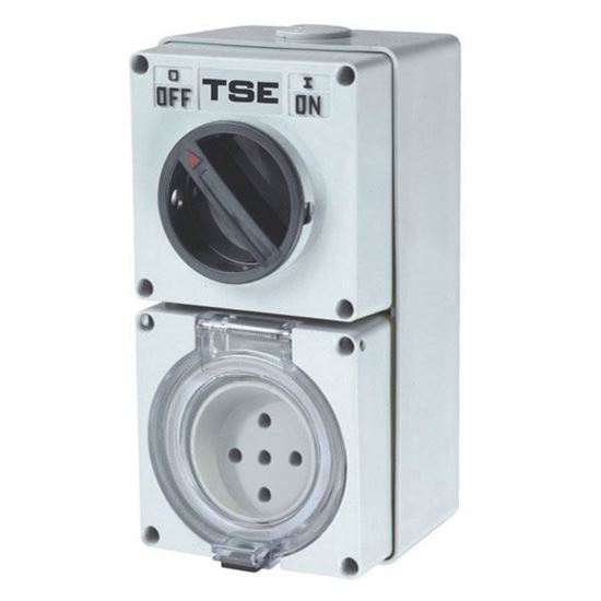 Picture of TRADESAVE Switched Outlet 5 Pin 32A Round, IP66 Stainless