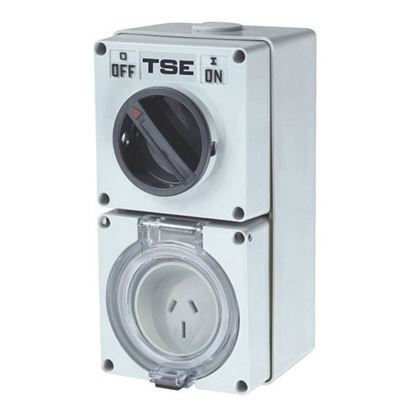 Picture of TRADESAVE Switched Outlet 3 Pin 10A Flat, IP66, Stainless