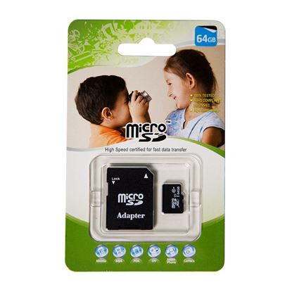 Picture of 64GB Micro SD High-Speed Certified Flash Card with Adapter
