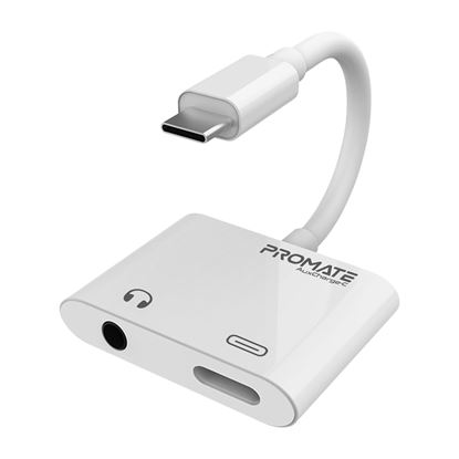Picture of PROMATE USB-C to 3.5mm Audio Adapter with Power Delivery.