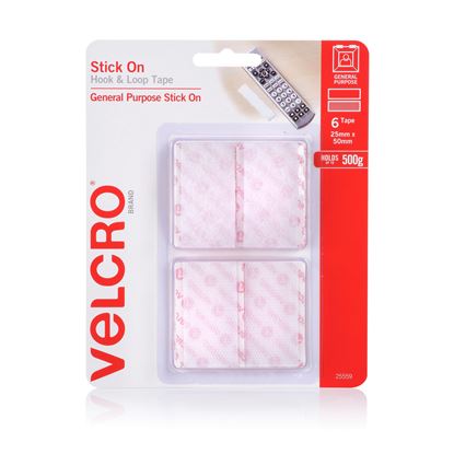 Picture of VELCRO Brand 25mm x 50mm Hook & Loop Pre-Cut Stick On 6 Pack