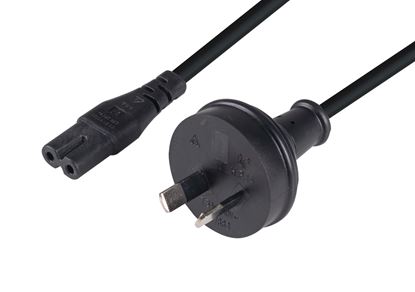 Picture of DYNAMIX 2M 2-Pin plug to C7 Figure 8 connector. 7.5A. SAA approved