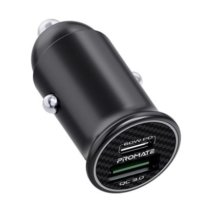 Picture of PROMATE 60W Mini Car Charger, Dual Port Charging, 1 x USB-C, 1 x