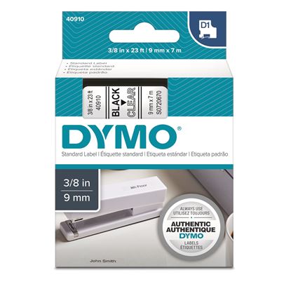 Picture of DYMO Genuine D1 Label Cassette Tape 9mm x 7M, Black on Clear