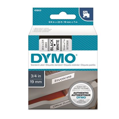 Picture of DYMO Genuine D1 Label Cassette Tape 19mm x 7M, Black on White