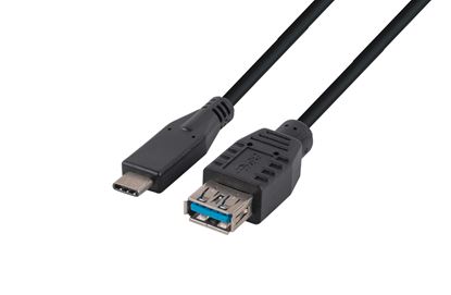 Picture of DYNAMIX 2M, USB 3.1 USB-C Male to USB-A Female Cable. Black Colour.