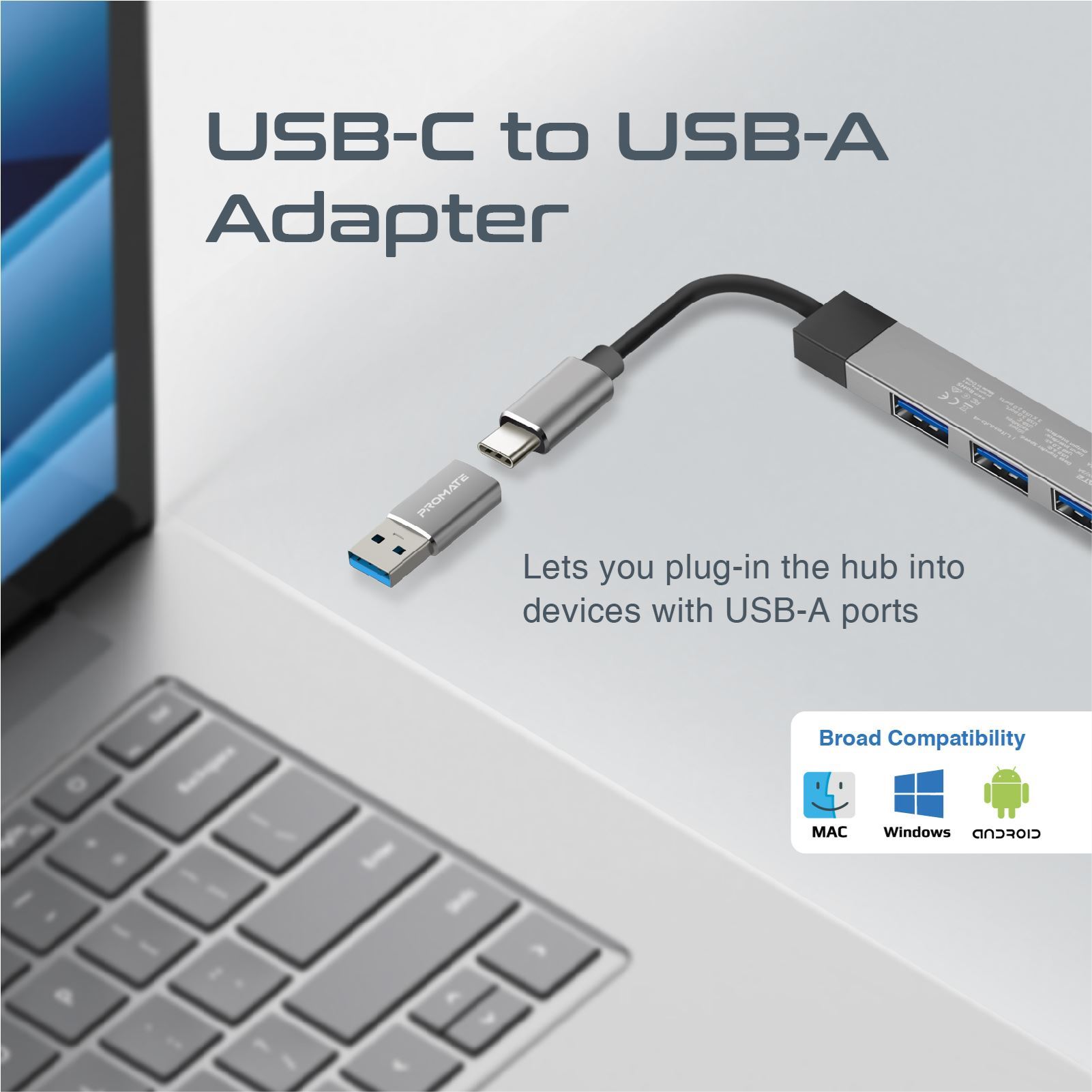Promate LiteHub-4 4-in-1 Multiport USB-C Charging Adapter