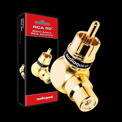Picture of AUDIOQUEST female RCA to right angle male RCA.