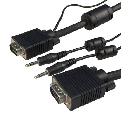 Picture of DYNAMIX 10m VGA Male/Male Cable with 3.5mm Male/Male Audio leads,
