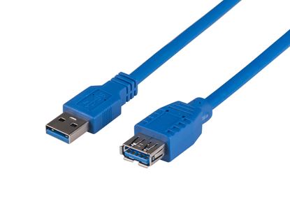 Picture of DYNAMIX 3m USB 3.0 USB-A Male to Female Extension Cable. Colour Blue