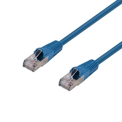 Picture of DYNAMIX 2m Cat6A S/FTP Blue Slimline Shielded 10G Patch Lead.