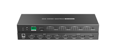 Picture of LENKENG 4K 4x4 Matrix Switch. 4x HDMI 2.0 inputs and outputs.