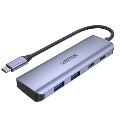 Picture of UNITEK 4-in-1 Multi Port Hub with USB-C Connector. Includes 2 x USB-C