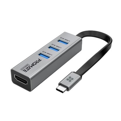 Picture of PROMATE 4-in-1 USB Multi-Port Hub with USB-C Connector.