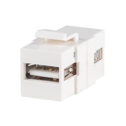 Picture of DYNAMIX USB 2.0 Keystone Jack. USB-A Female to Female Connectors.