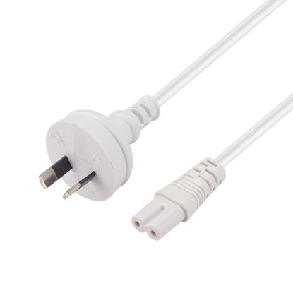 Picture of DYNAMIX 2M 2-Pin plug to C7 Figure 8 connector. 7.5A. SAA approved