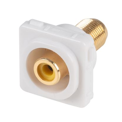 Picture of AMDEX Yellow RCA to F Connector. Gold Plated