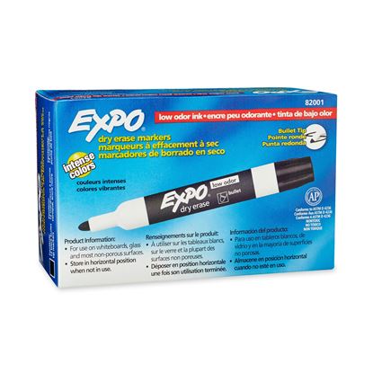 Picture of EXPO Dry Erase Markers Bullet Marker 12-Pack. Black Colour.