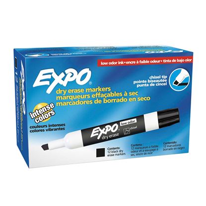Picture of EXPO Dry Erase Markers Chisel Tip. 12-Pack. Black Colour.