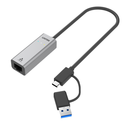 Picture of UNITEK USB to 2.5G Ethernet Adapter with 2-in-1 Connectors (USB-C &