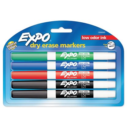 Picture of EXPO Dry Erase Markers with Fine Point Tips. 4x Assorted Colours.