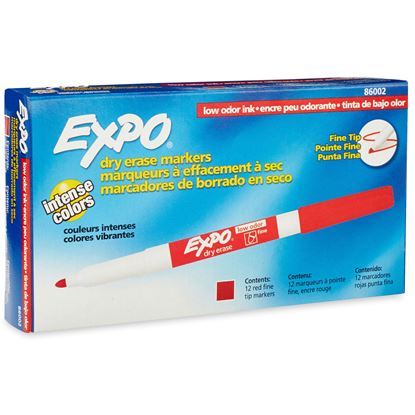 Picture of EXPO Dry Erase Markers with Fine Point Tips 12-Pack. Red Colour