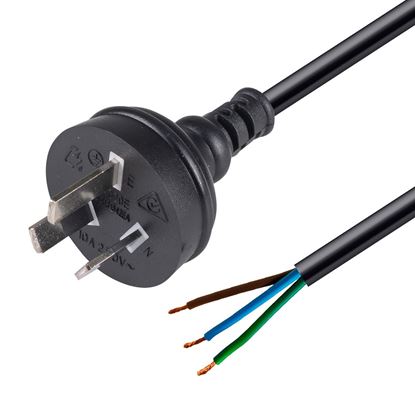 Picture of DYNAMIX 4M 3Core 1mm Bare Wire to 3-Pin Power Plug 10A