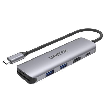 Picture of UNITEK 6-in-1 USB 3.1 Mulit-Port Hub with USB-C Connector.