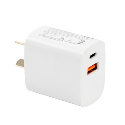 Picture of DYNAMIX 20W USB-C + QC3.0 USB-A Universal Compact USB Wall Charger.