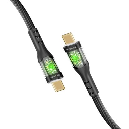 Picture of PROMATE 2m USB-C to USB-C Cable with Transparent Connectors & LED's