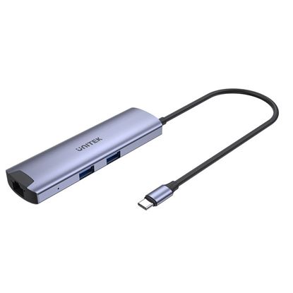Picture of UNITEK 6-In-1 USB Mulit-Port Hub with USB-C Connector.