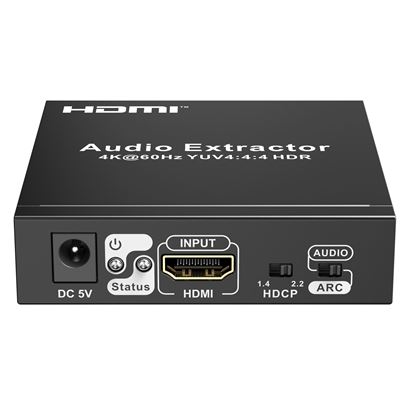 Picture of LENKENG HDMI Audio Extractor. 1x HDMI In. 1x HDMI Out. 3x Audio Out.