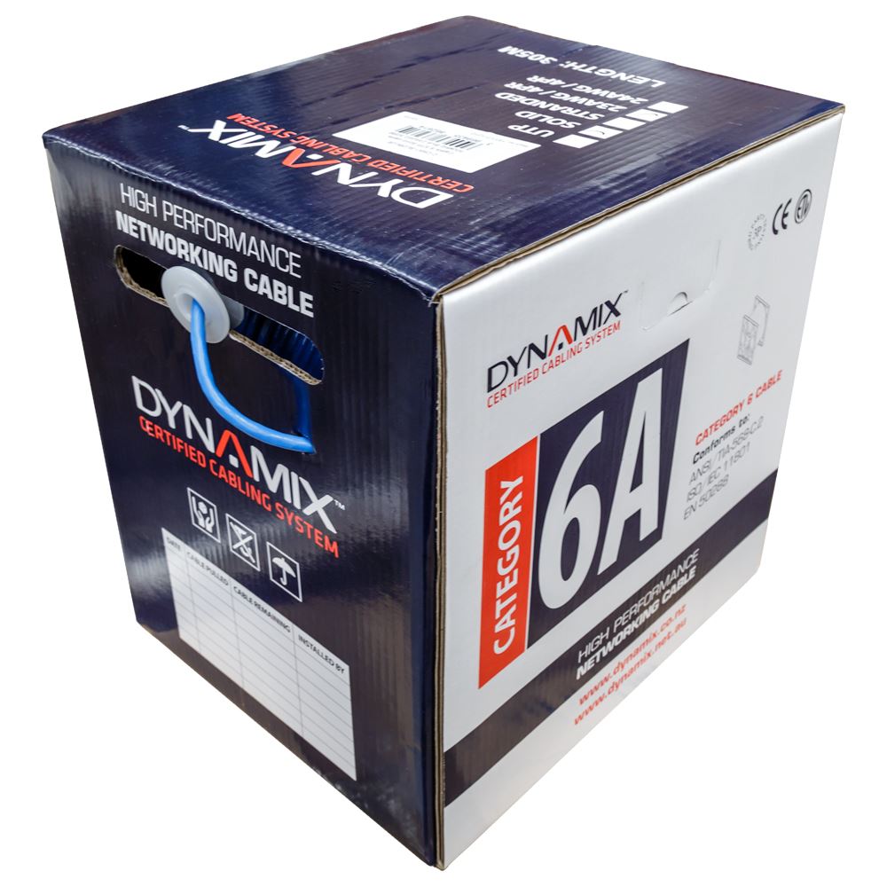 DYNAMIX 305m Cat6A Blue S/FTP Cable Roll, 500MHz, 23AWGx4P