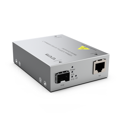 Picture of CTS 1GBase-X SFP to 10/100/1000 Base-T Rugged Media Converter.