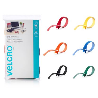 Picture of VELCRO One-Wrap 203mm x 12mm Multicolour Pre-Cut Cable Ties.