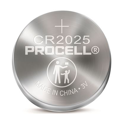 Picture of PROCELL Lithium CR2025 Coin Battery. Box of 20 (4x Strips of 5)