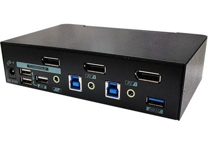Picture of REXTRON 2 Ports 8K Dual Monitor DisplayPort 1.4 KVM Switch With