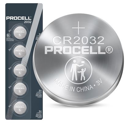 Picture of PROCELL Lithium CR2032 Coin Battery. Box of 20 (4x Strips of 5)