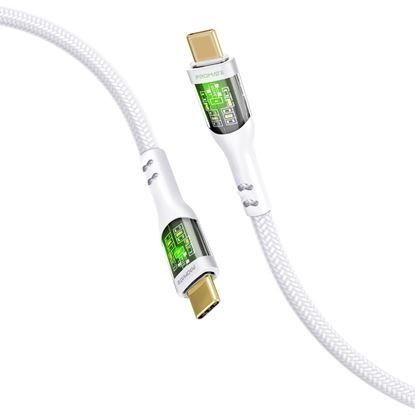 Picture of PROMATE 2m USB-C to USB-C Cable with Transparent Connectors & LED's