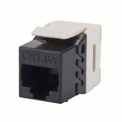 Picture of DYNAMIX Slimline Cat6A UTP jack. Colour Black