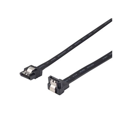 Picture of DYNAMIX 1m Right Angled SATA 6Gbs Data Cable with Latch. Black Colour