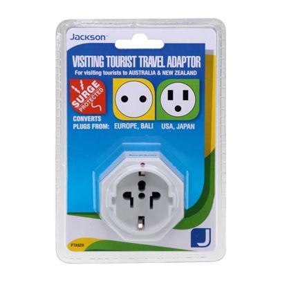 Picture of JACKSON 1x Outlet Travel Adaptor. Converts US, USA/Asian Plugs for