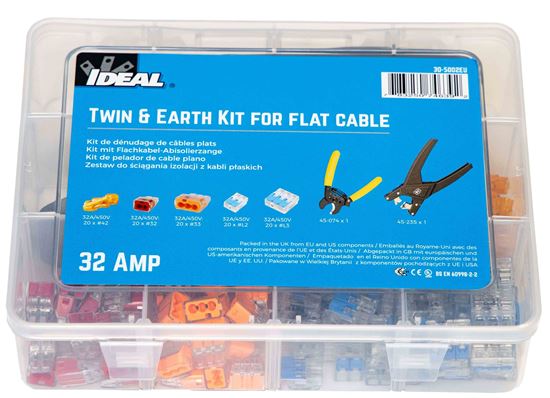 Picture of IDEAL INDUSTRIES Twin and Earth 32A Kit for Flat Cable. Box of 100