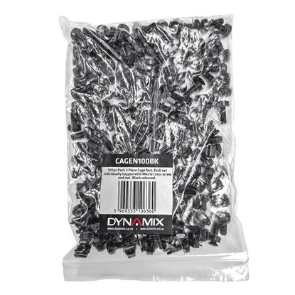 Picture of DYNAMIX 100pc Pack, 3 Piece Cage Nut, Black, M6, Supplied loose.